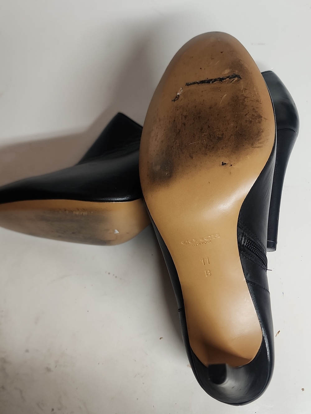 COACH Size 11B Black Leather Stiletto Ankle Heel Booties Classy Sexy Feminine - Picture 11 of 11